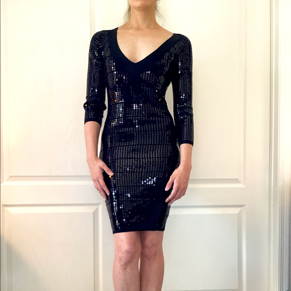 Guess by Marciano Black Sequin Bandage Dress XS